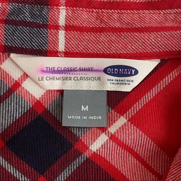 Old Navy Button Down Tunic Red Flannel Shacket Shirt - Picture 6 of 8